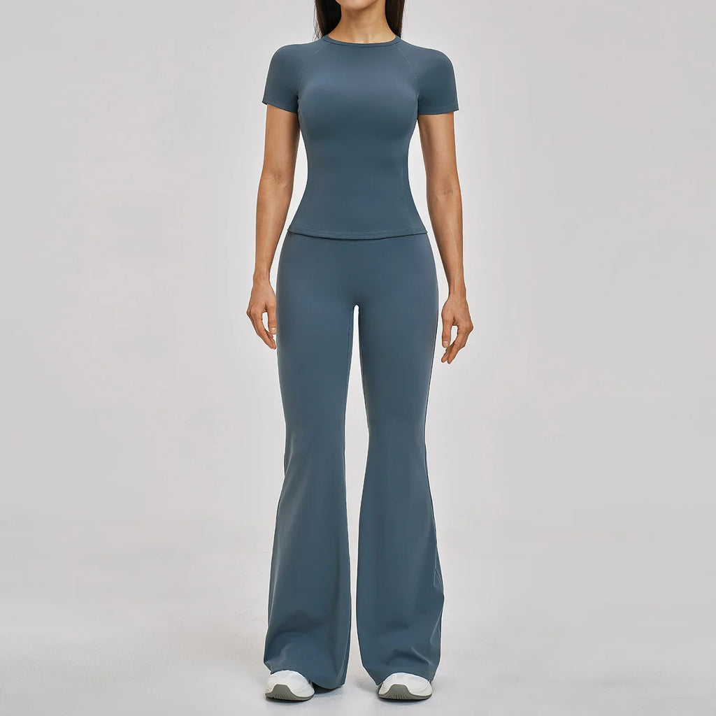 Gym Set 2PCS Yoga Suit Sports Outfit Women Tracksuit Running Workout Clothes Short Sleeves Sport Bra Athletic Wear Yoga Clothing