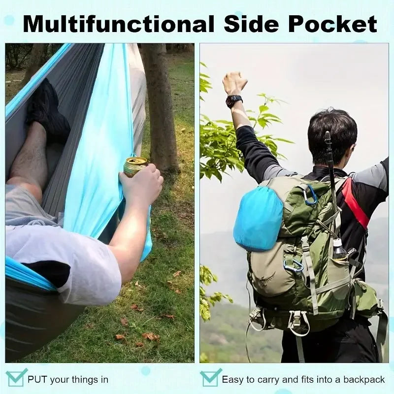 Camping Hammock Single Portable Hammocks with 2 Tree Straps and