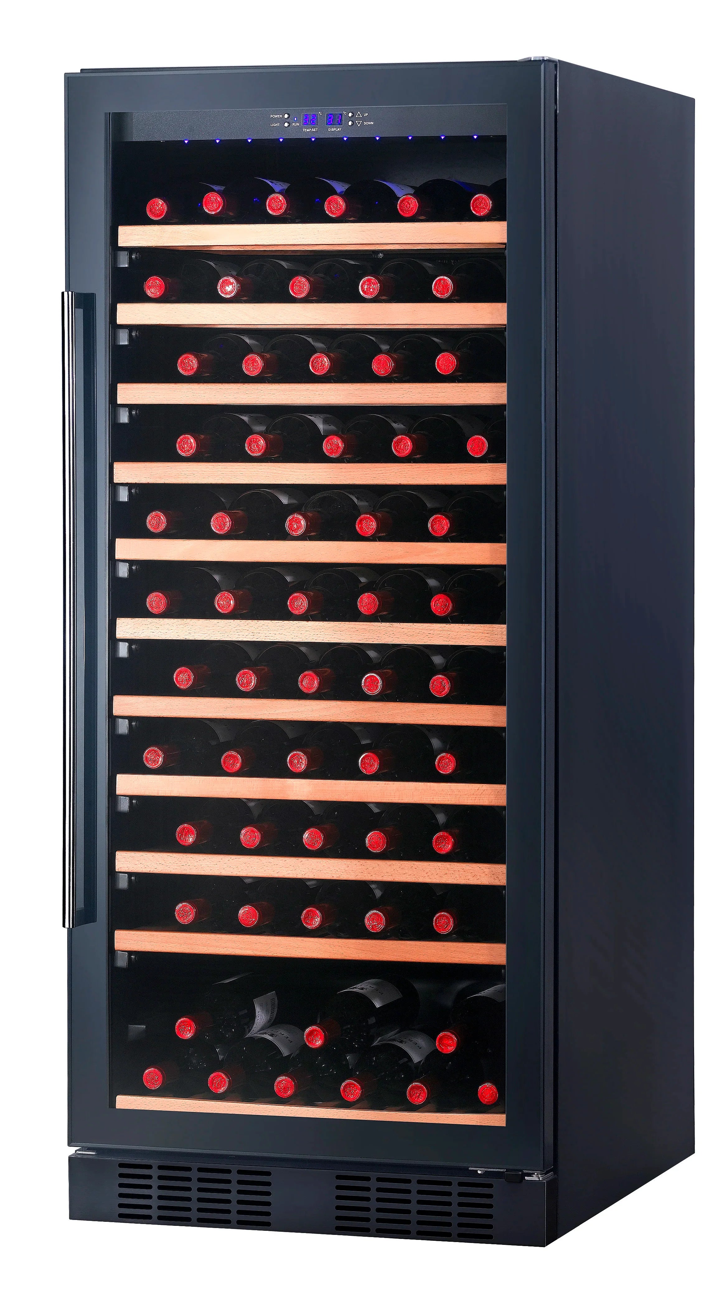 Airo ODM JG110A Electric Compact Single-Zone Stainless Steel Countertop Wine Cooler LED Display 3.0 Cu Ft Adjustable Thermostat