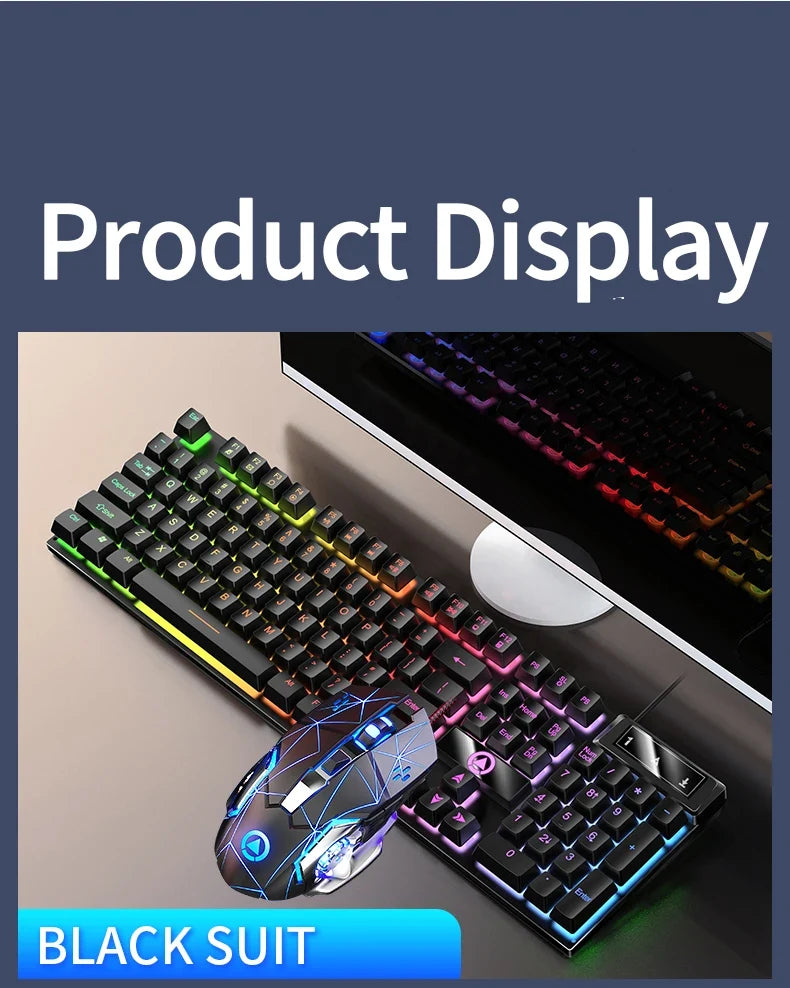 YINDIAO™ Wired Backlit Keyboard & Mouse Combo – Mechanical Feel, USB Ergonomic Gaming & Office Set | FlipStylez LLC®