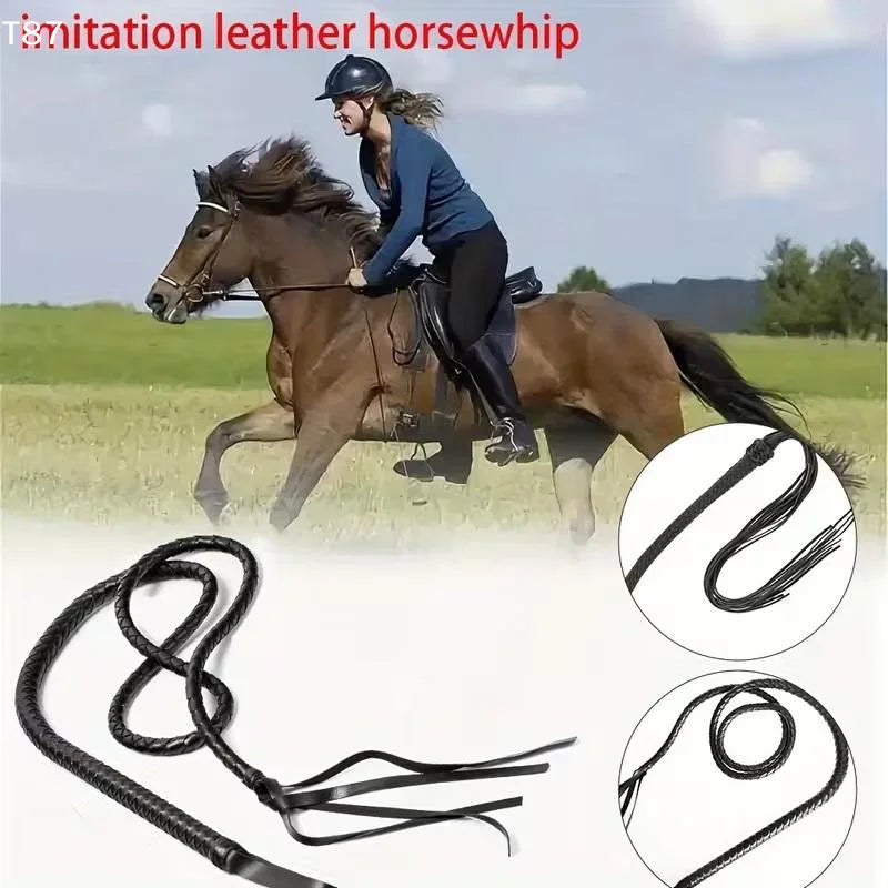 1pc Equestrian Western Cowboy Whip With An Ergonomic Handle And Long Handle Design, Suitable For Horse Riding Enthusiasts.