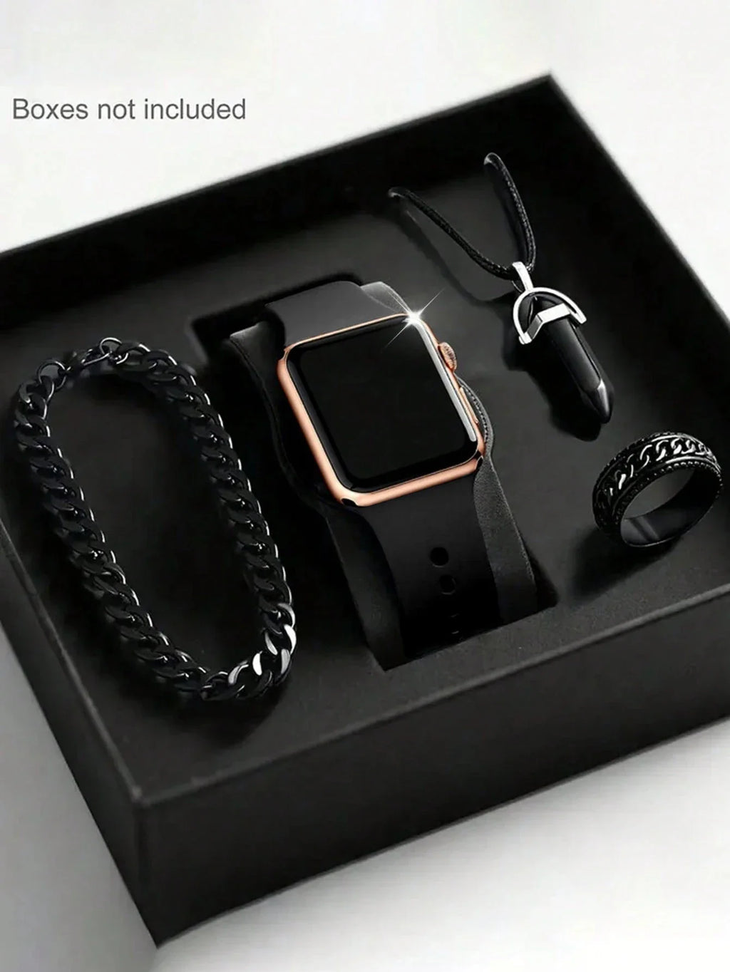 Men's LED Square Watch And Jewelry Set Birthday Gift Non-Smartwatch Box Not Included