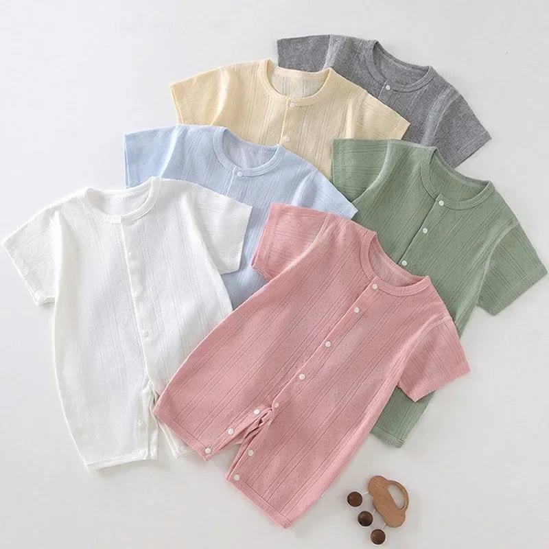 Baby Short Sleeved Jumpsuit Summer Newborn Breathable Mesh Air