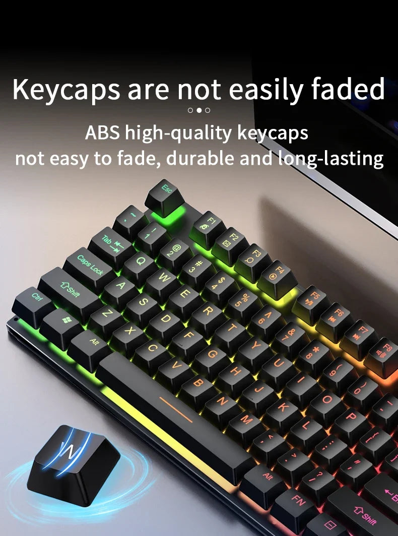 YINDIAO™ Wired Backlit Keyboard & Mouse Combo – Mechanical Feel, USB Ergonomic Gaming & Office Set | FlipStylez LLC®