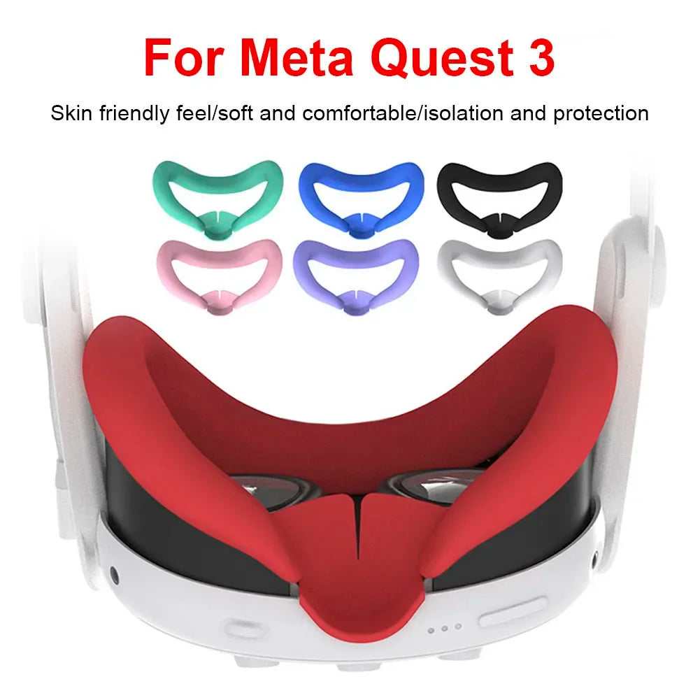 Silicone VR Face Cover for Meta Quest 3 Silicone Eye Mask Sweatproof Mask Face Cushion Replacement for VR Glasses Accessories