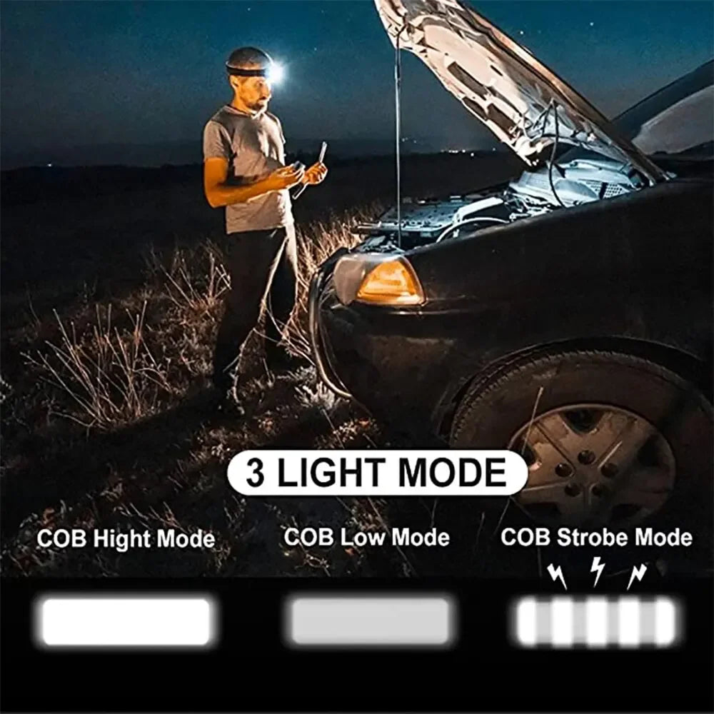 Camping Led Mini Headlights Portable Cob Headlamps Waterproof Head