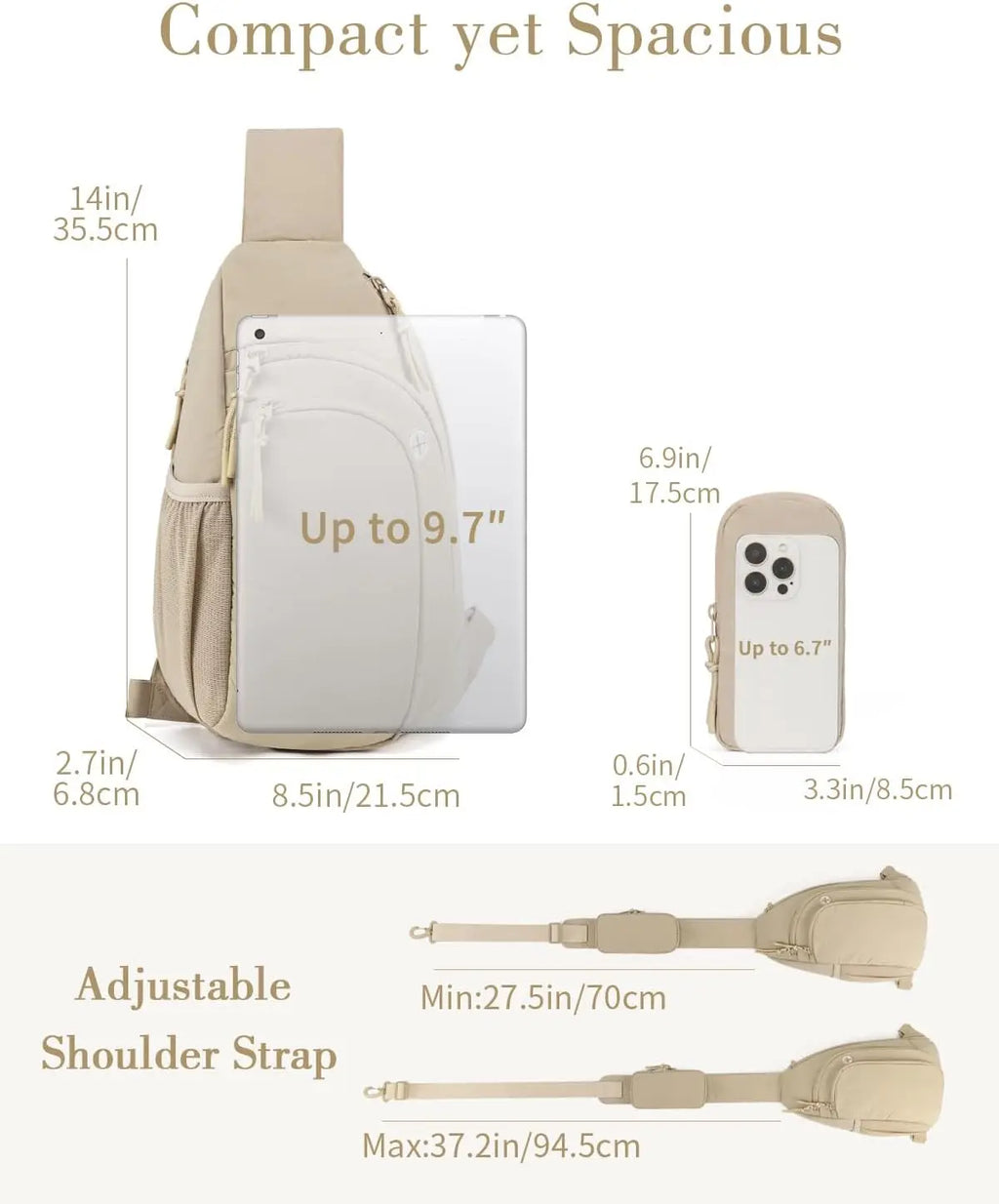 Sling Bag Nylon Crossbody Bags For Women with Anti-theft RFID Blocking Pocket Cross Body Purse Adjustable Shoulder Strap