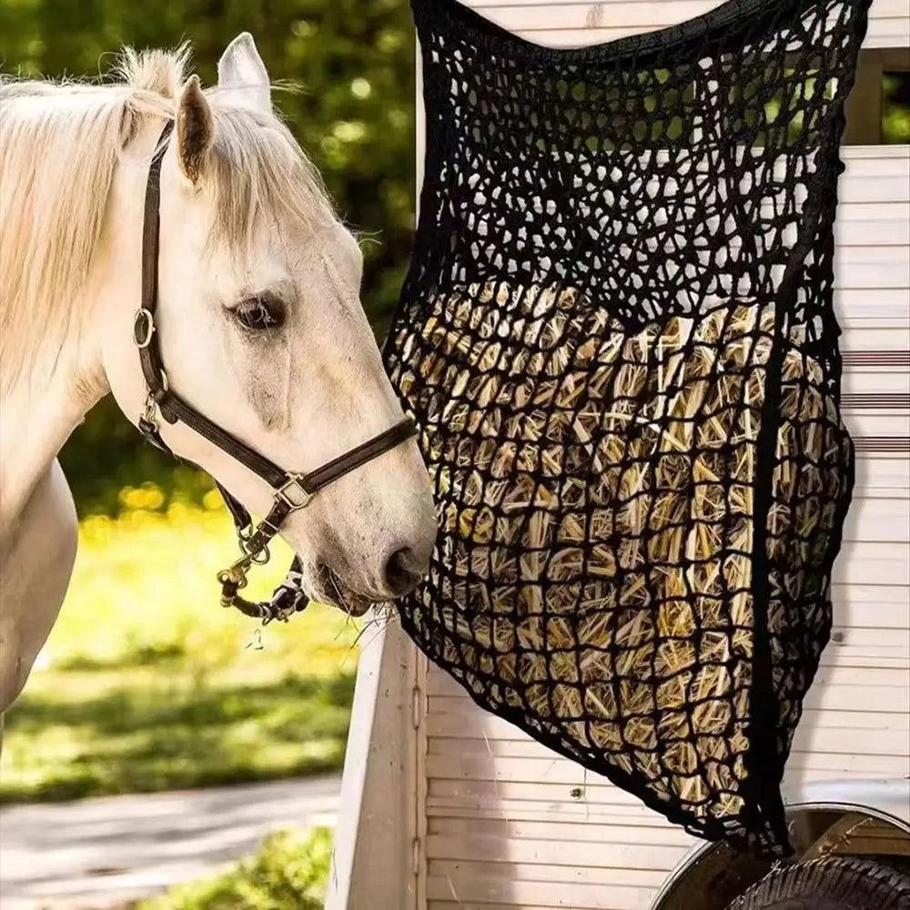1Pc Durable Slow Feed Hay Net Large Capacity Hanging Horse Hay Bag 80x90cm Hay Feeder Bag for Horses Goat Sheep