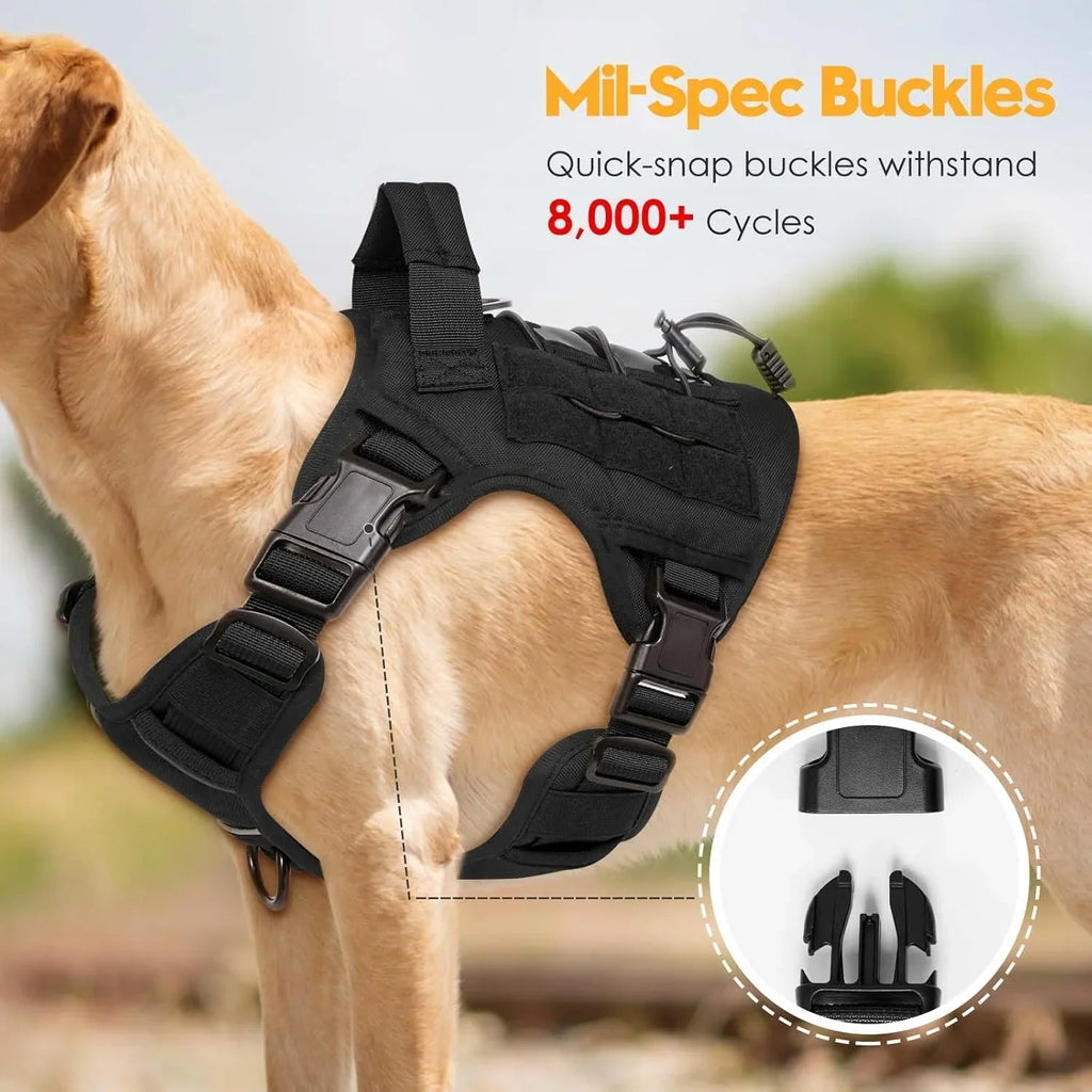 Tactical Dog Collar Adjustable Dog Harness for Medium & Large Breeds Vest Pet with Anti-Pull Design Portable Pet Harness for Dog