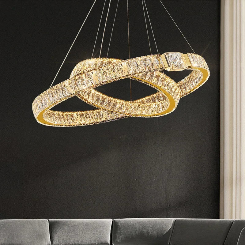 Luxury LED Crystal Ceiling Chandeliers Modern Gold/Chrome Metal Pendant Lights Home Restaurant Hotel Decor Lighting Fixtures