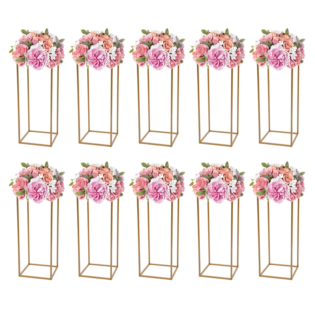 10pcs Wedding Flower Stand Set 23.62"h Gold Metal Column Rack Wedding
