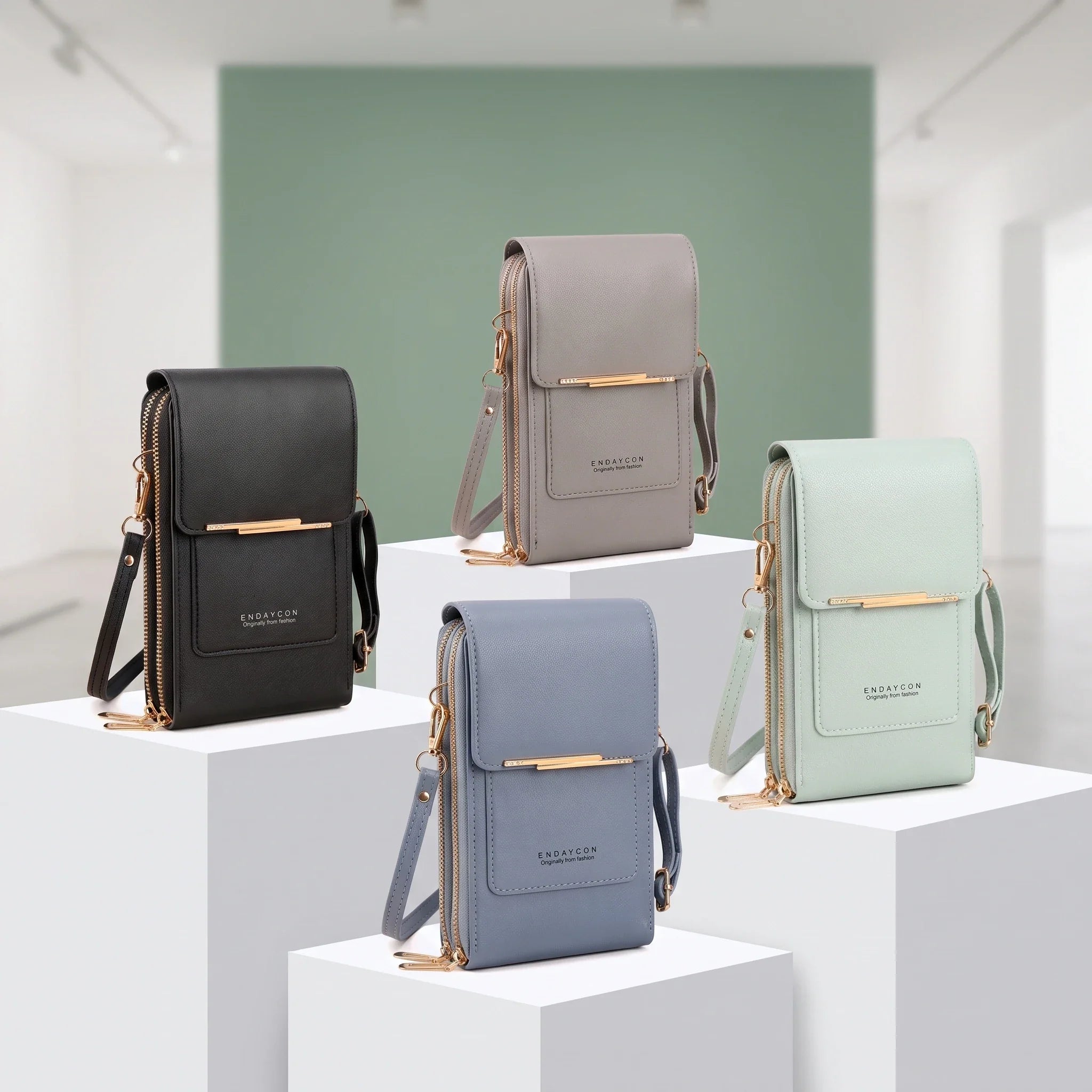 RFID Blocking Touch Screen Cell Phone Bag Women Mini PU Leather Lightweight Card Holder Crossbody Shoulder Bag Adjustable Strap