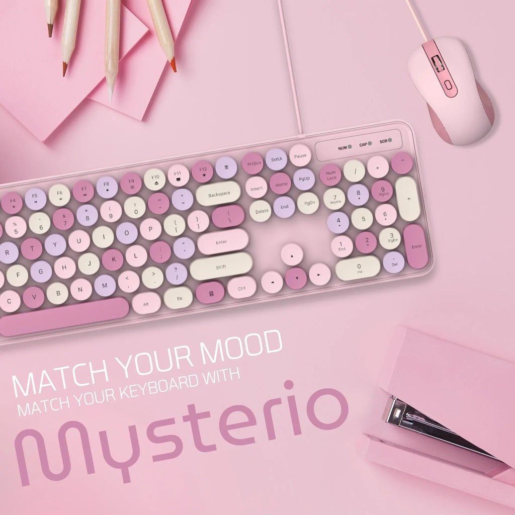 AEVYVKV™ Cute Retro Pink Wireless Keyboard & Mouse Set – Silent, 114 Keys, 2.4GHz, Waterproof, Aesthetic Desk | FlipStylez LLC®