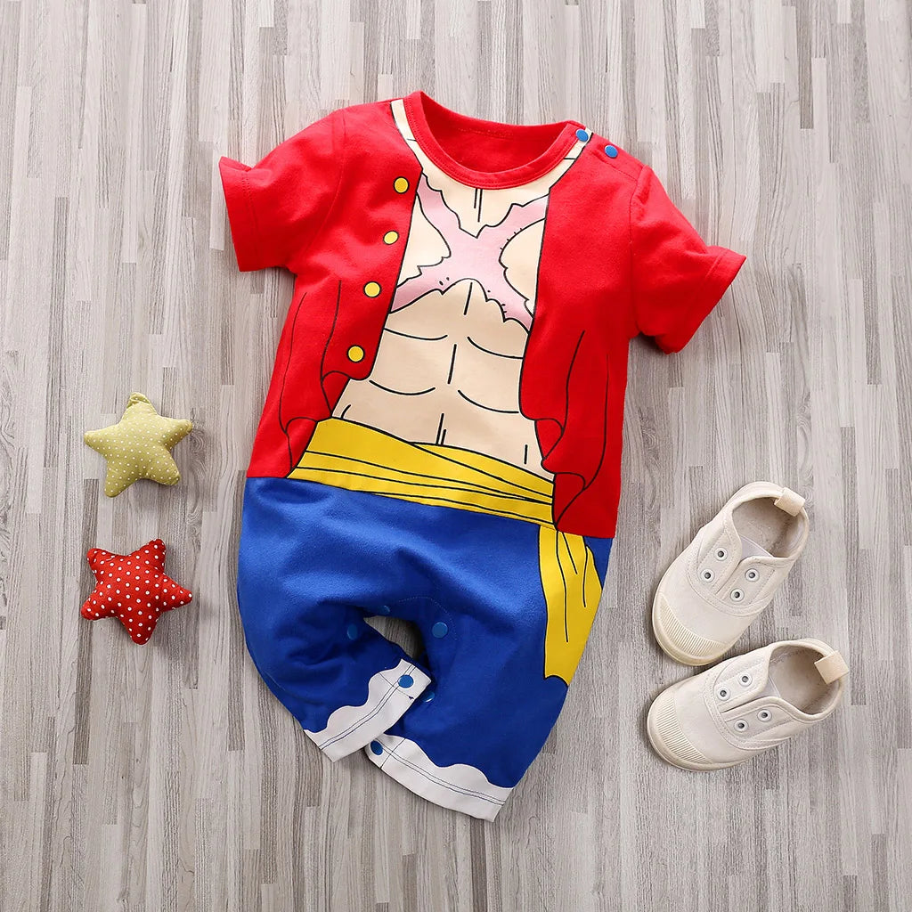 Cartoon 100% Cotton Short Sleeve Newborn Baby Boy Onesie Round Neck