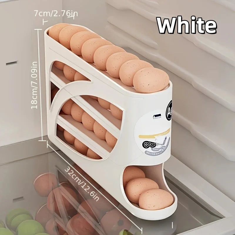 3-Tier Rolling Egg Storage Container for Refrigerator Holds 24 Eggs