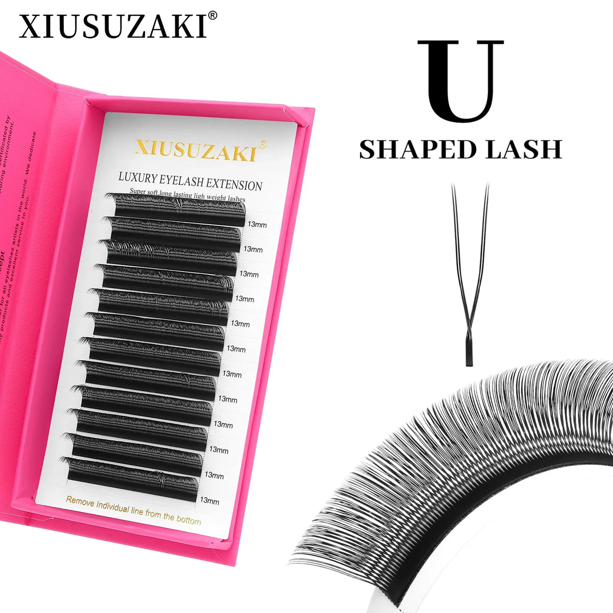 XIUSUZAKI U Shaped YY Eyelashes Extensions Matte Black Natural Double Tips U Shape 2D YY Lashes Premade Fans Volume False Lashes