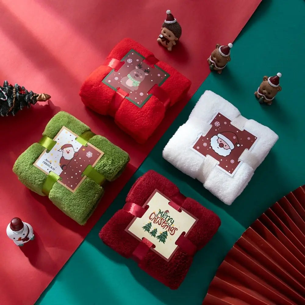 Coral Velvet Christmas Towel Xmas Holiday Decorative Reusable Face Towel Absorb Water Wash Cloth Christmas Gift Party Gift