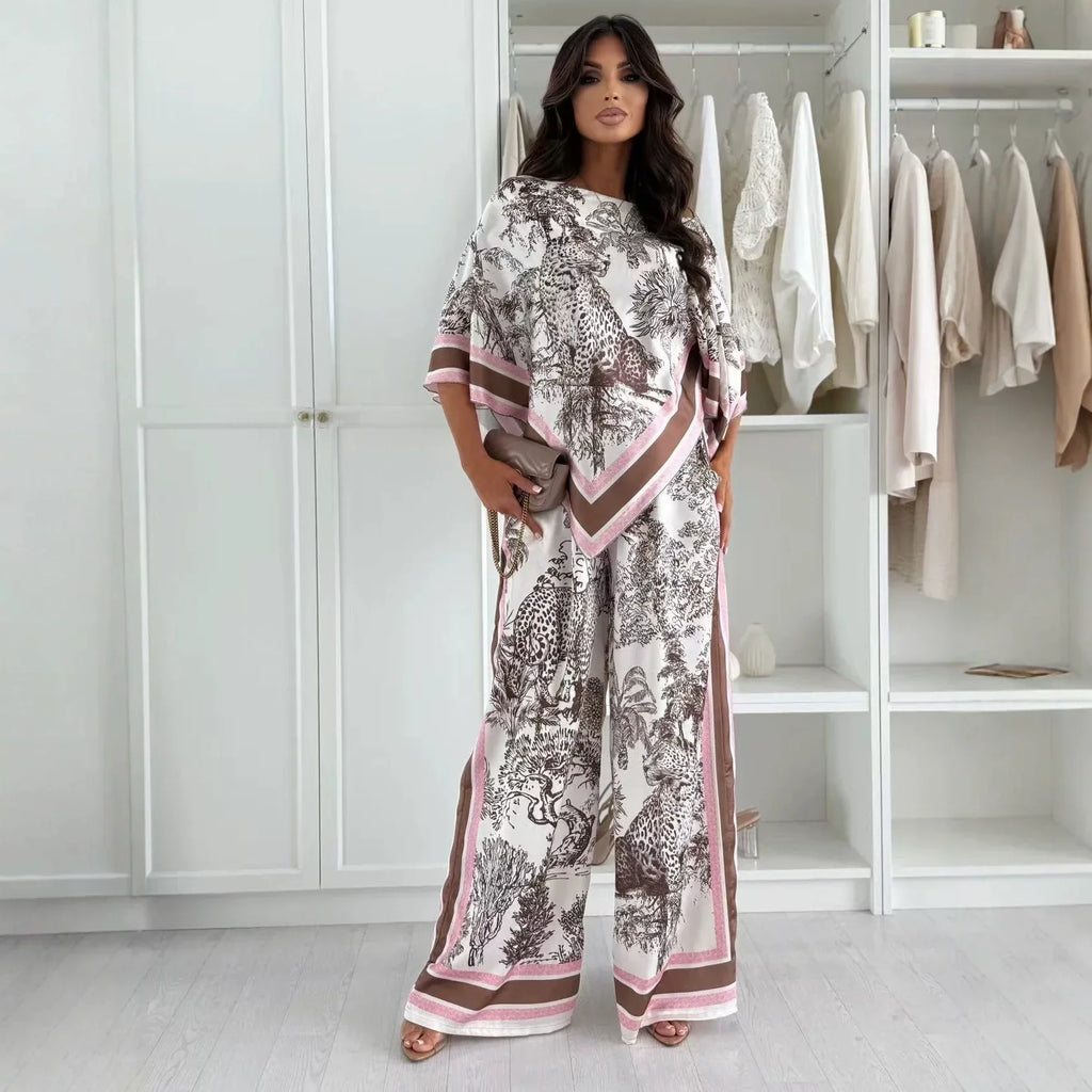 New Women Sets Spring Summer Boho Fashion Printed Matching Set Floral