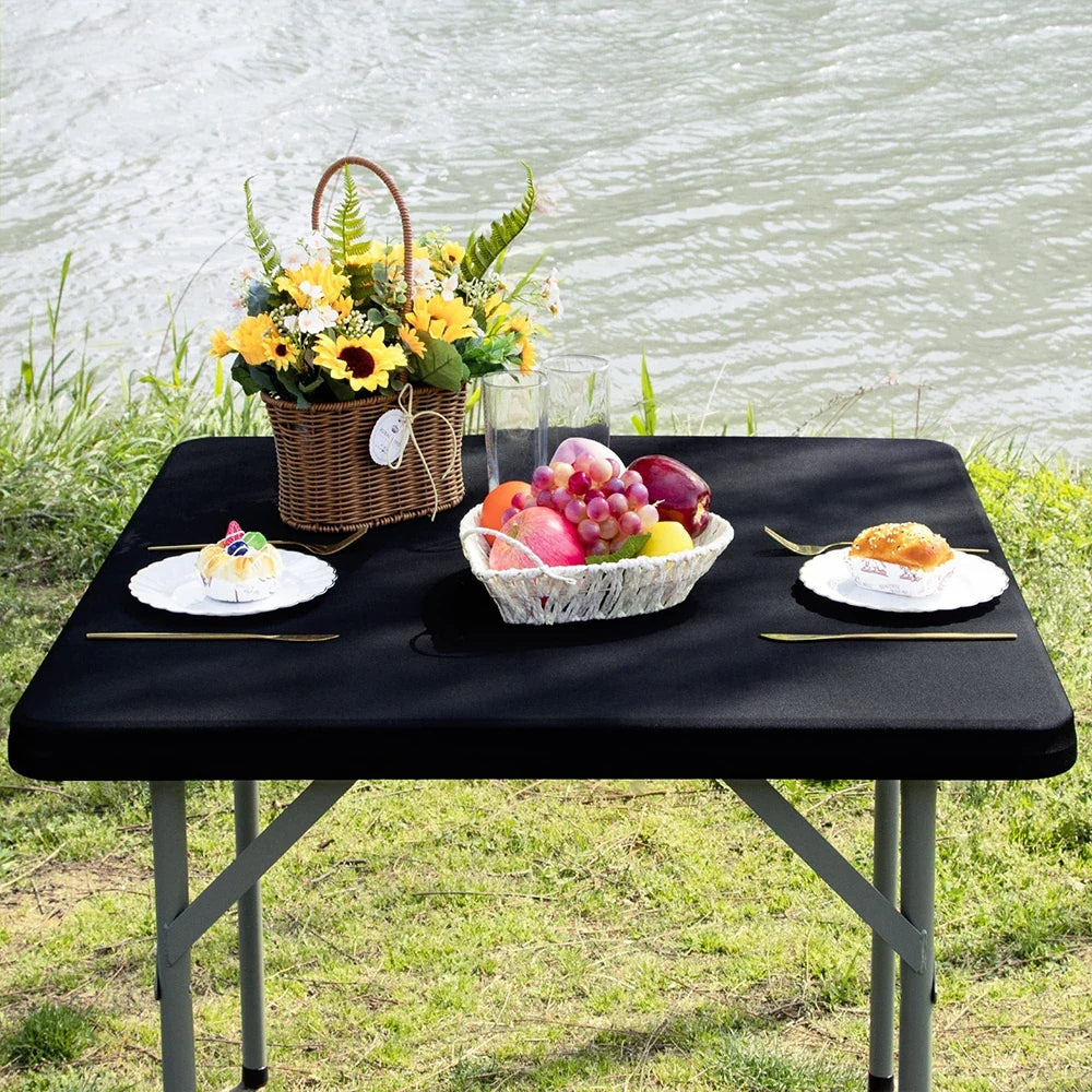 Square Fitted Table Cover Elastic Tablecloth Stretch Spandex Tables Top Cover Table Topper Cap for Dining Kitchen Home Party