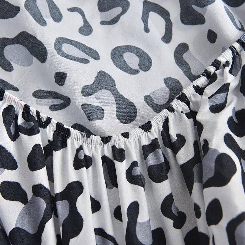 3pcs/set or 1pcs Leopard Print Fitted Sheet, Animal Pattern Bedding