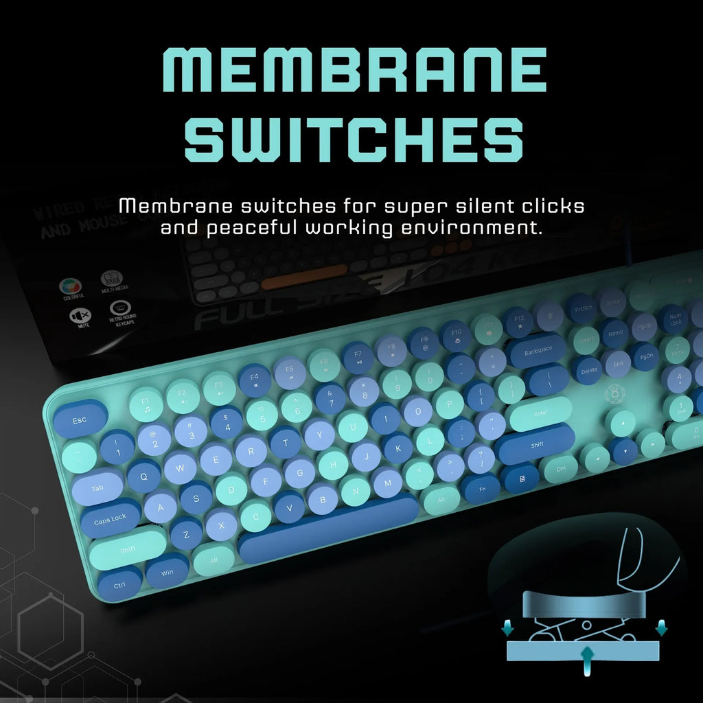 AEVYVKV™ Cute Retro Pink Wireless Keyboard & Mouse Set – Silent, 114 Keys, 2.4GHz, Waterproof, Aesthetic Desk | FlipStylez LLC®