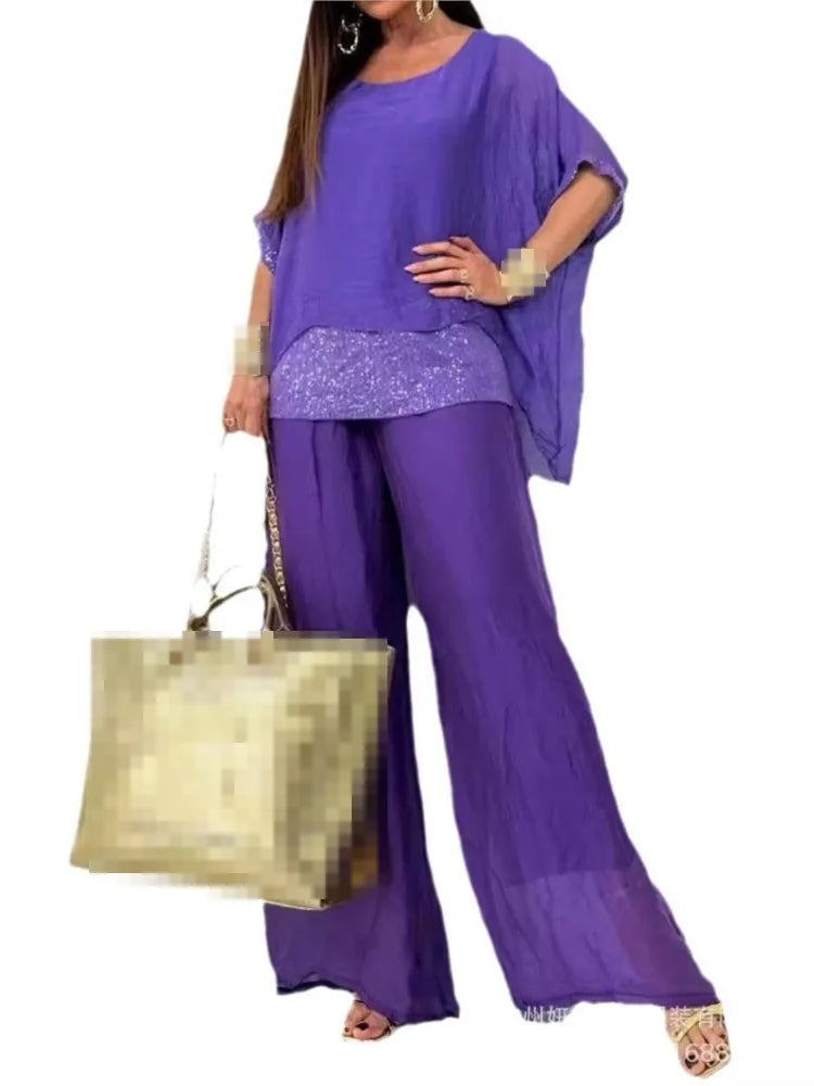 New Autumn Collection Chiffon Round Neck Five Quarter Sleeve Short