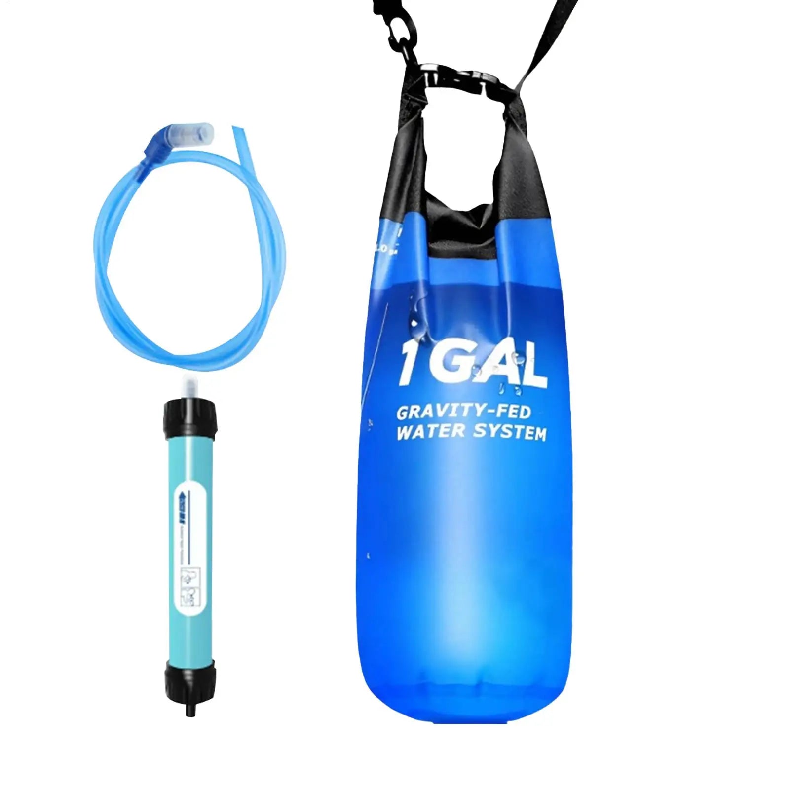 Camping Gravitys Water Bag with Water Filter and Hose Folding Water