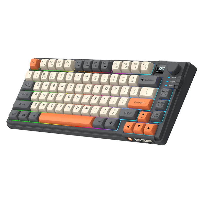 YQT K92™ Wireless Keyboard & Mouse Set – 80% Layout, Bluetooth & 2.4G, Cool Mixed Backlight, Smart Volume Knob, 2000mAh Type-C, English/Spanish/Russian/Arabic/Korean | FlipStylez LLC®