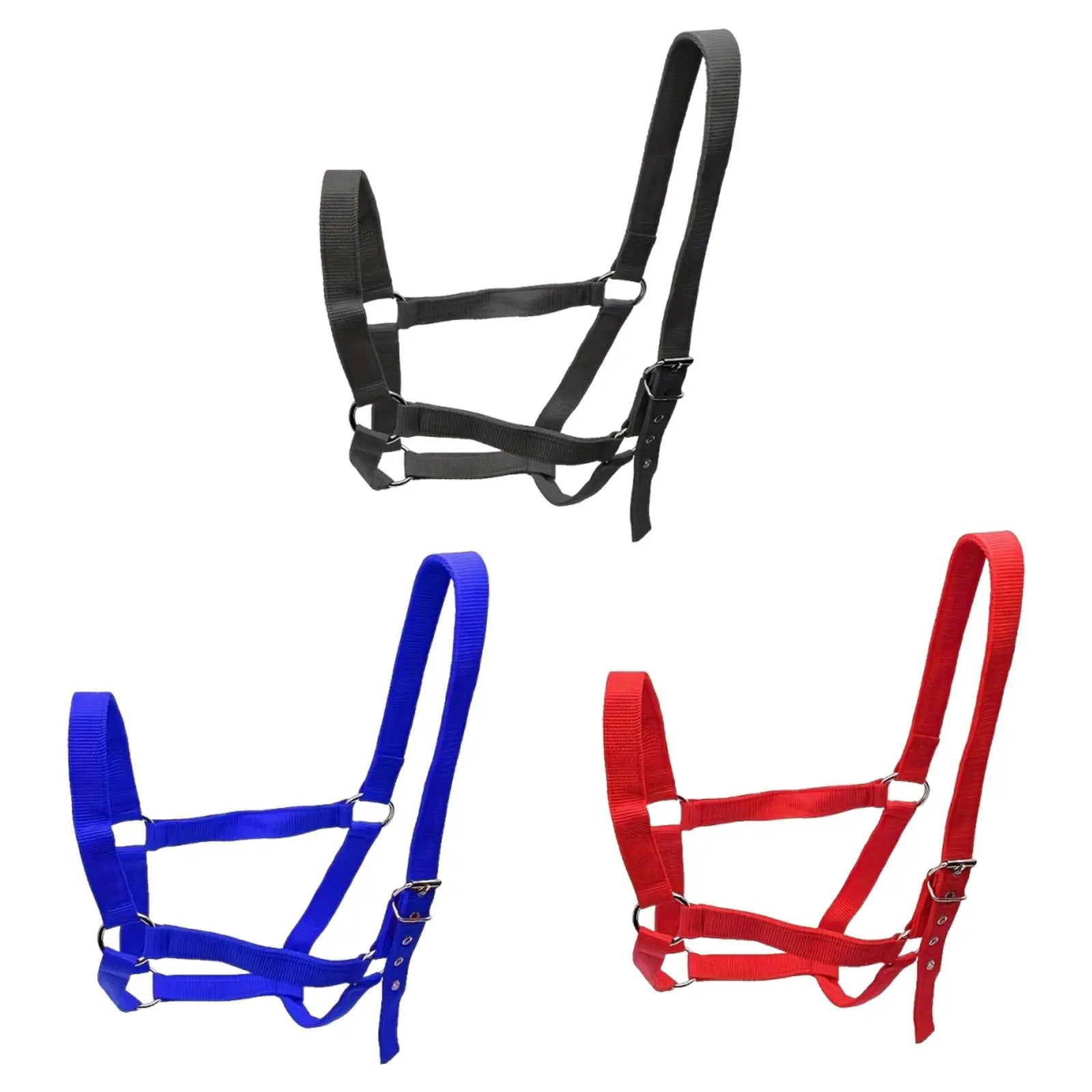 Strong PP Webbing Horse Halter Adjustable Padded Training Rope Harness Tack for Horse Riding and Groundwork