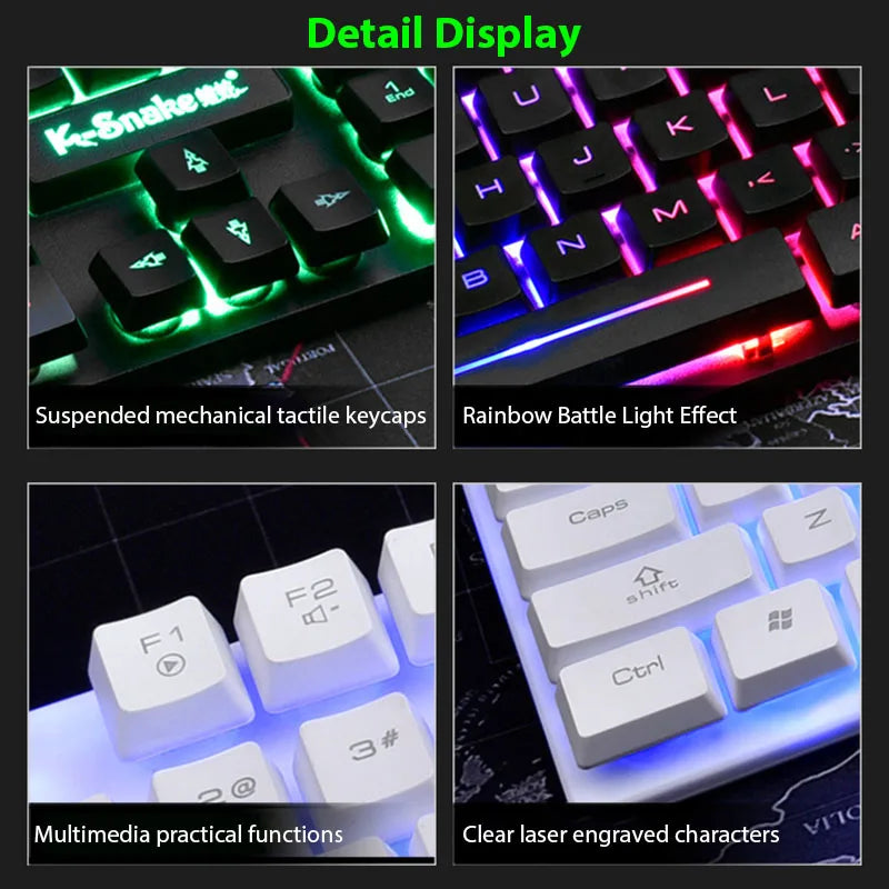 KM320™ Waterproof Backlit Gaming Keyboard & Mouse Set – Triple Waterproof, Mechanical Feel, Multimedia FN Keys, White, Black & Orange | FlipStylez LLC®