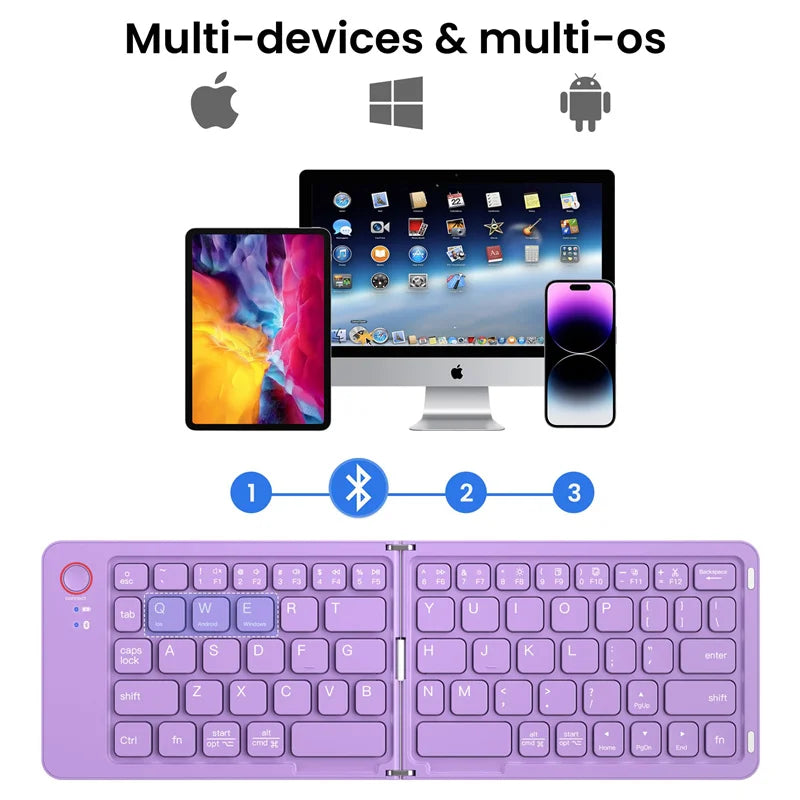 DIXSG™ Portable Bluetooth Foldable Keyboard – iOS, Android & Windows, 230Hr Battery, Silent Keys, Travel Ready | FlipStylez LLC®