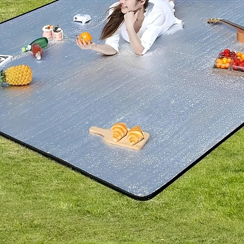Camping Mat Waterproof Large Foldable Silver Blue Four Season Moisture