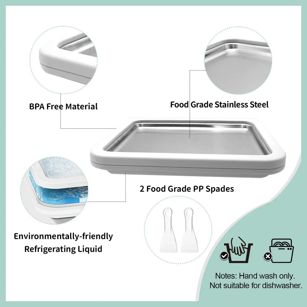 Multifunctional Rolled Ice Cream Maker Cold Sweet Fried Ice Pan DIY Household Frozen Yogurt Maker for Homemade Stir Fry Ice Tray