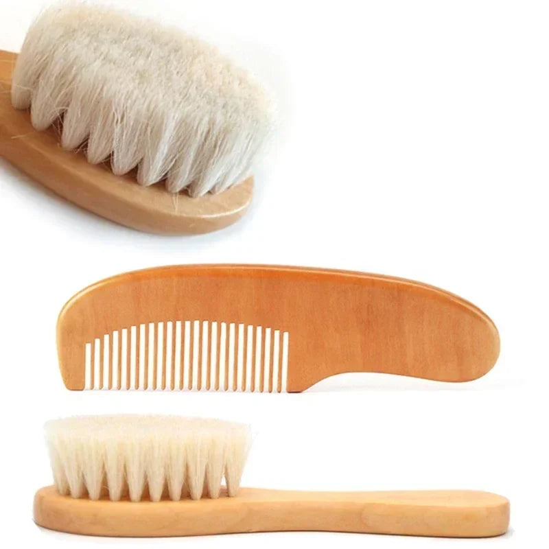 2/3pcs Newborn Wool Baby Wooden Brush Comb Newborn Hair Brush Infant