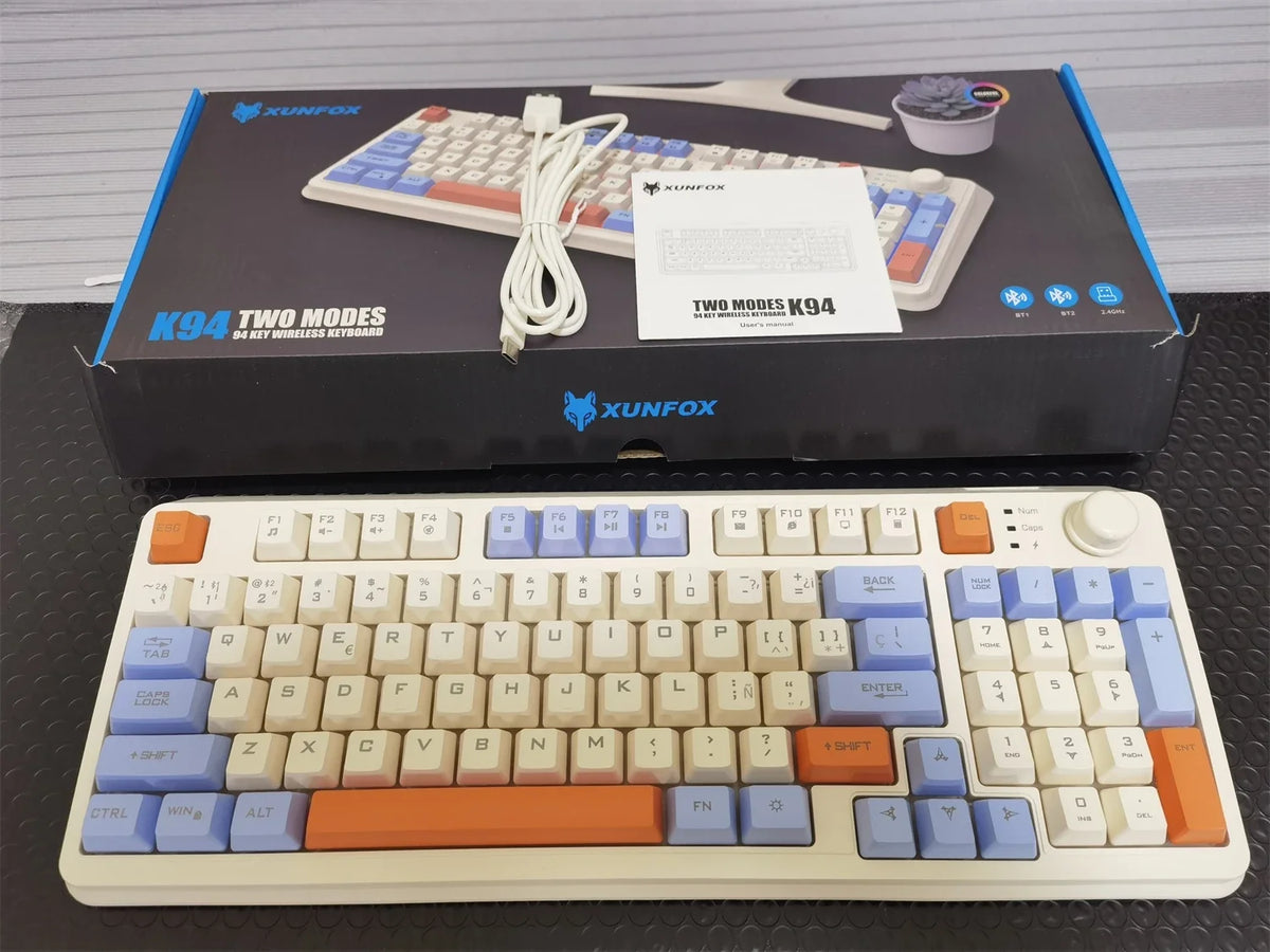 YQT K92™ Wireless Keyboard & Mouse Set – 80% Layout, Bluetooth & 2.4G, Cool Mixed Backlight, Smart Volume Knob, 2000mAh Type-C, English/Spanish/Russian/Arabic/Korean | FlipStylez LLC®