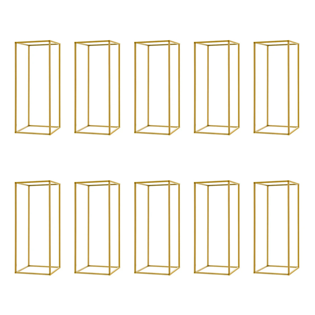 10pcs Wedding Flower Stand Set 23.62"h Gold Metal Column Rack Wedding