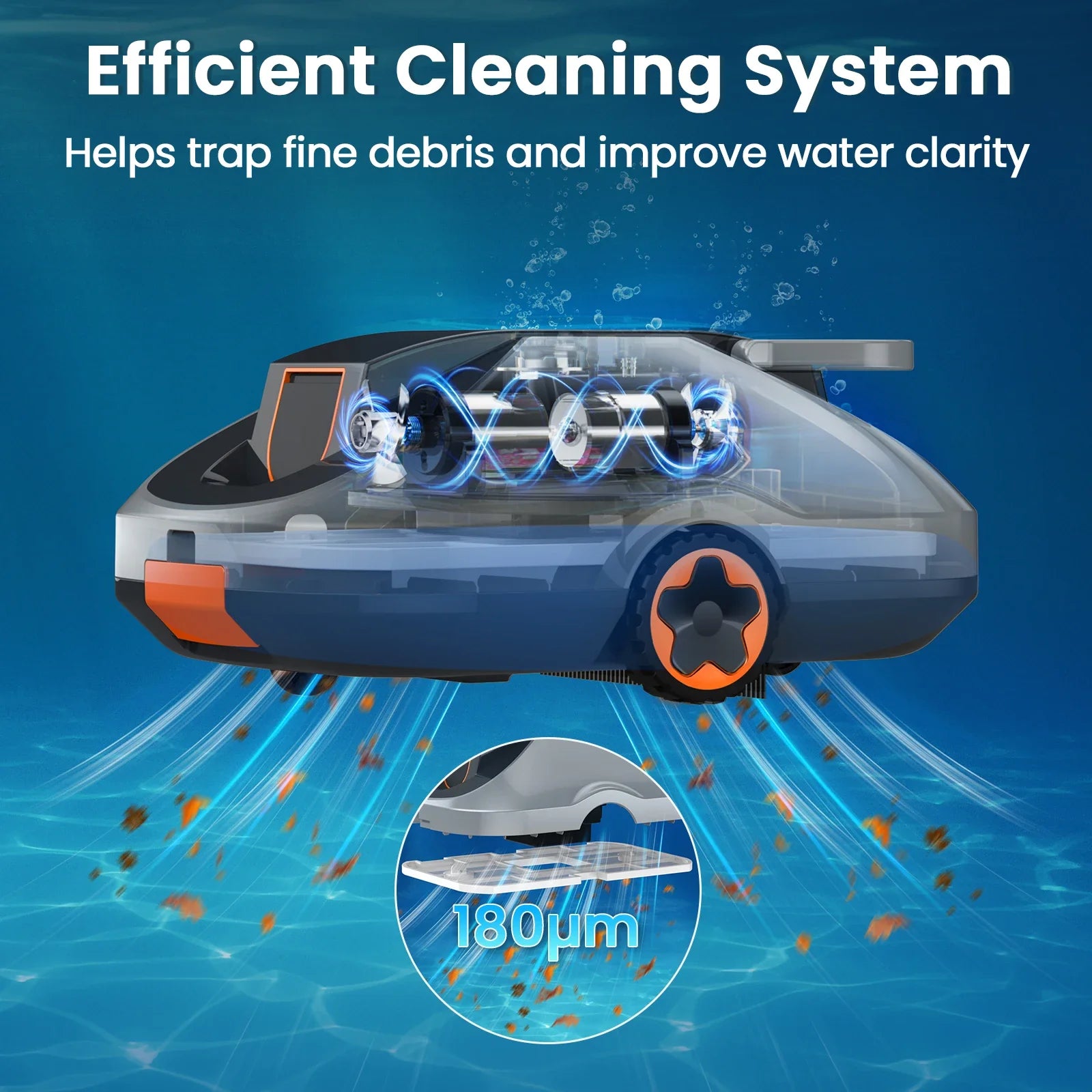 C1 Robotic Pool Cleaner, 200-Min Runtime,  Self-Parking Cordless Pool Vacuum for Above Ground & Inground Pools up to 2500 Sq.ft