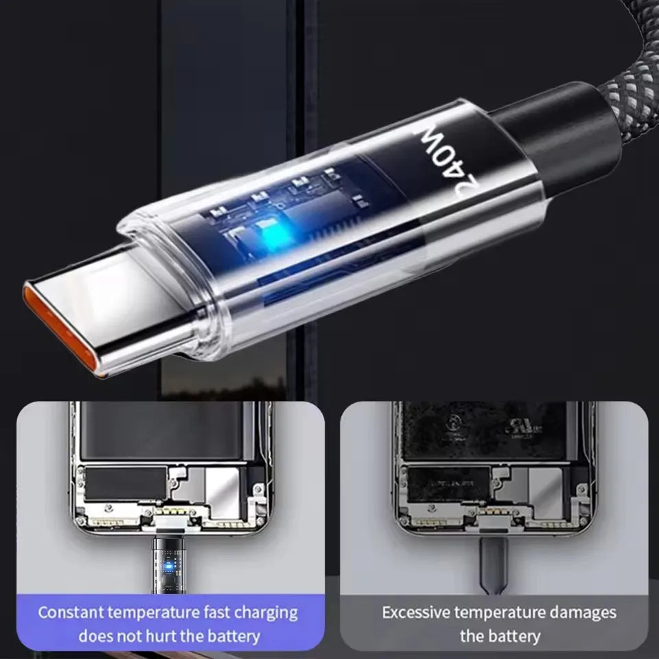 240W Nylon USB Type C Super Fast Charging Cable for Samsung Xiaomi