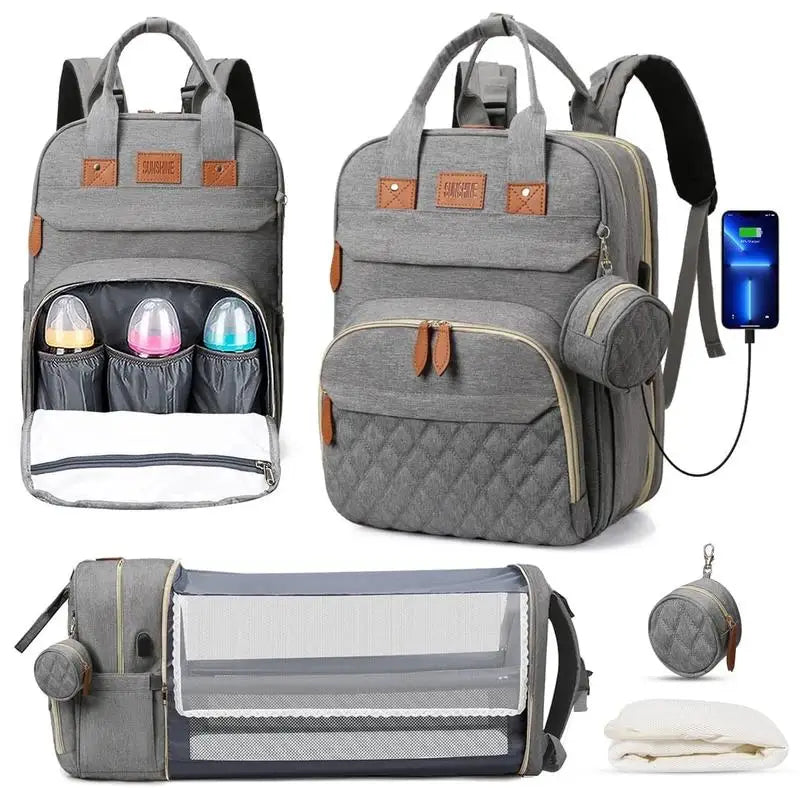 3 in 1 Diaper Bag Backpack Foldable Baby Bed Waterproof Travel Bag