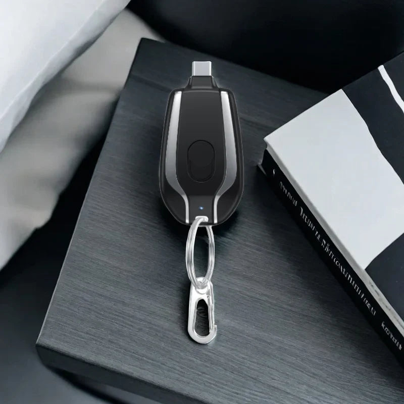 Mini Keychain Power Bank 2000mAh Emergency Portable Charger Compatible with iPhone11 12 13 14 , Samsung, Xiaomi Small Power Bank