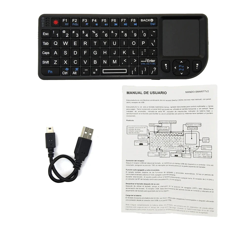 Kebidumei A8™ 3-in-1 Mini 2.4G Wireless Keyboard with Touchpad & Mouse – Backlit, Rechargeable, English & Russian | FlipStylez LLC®