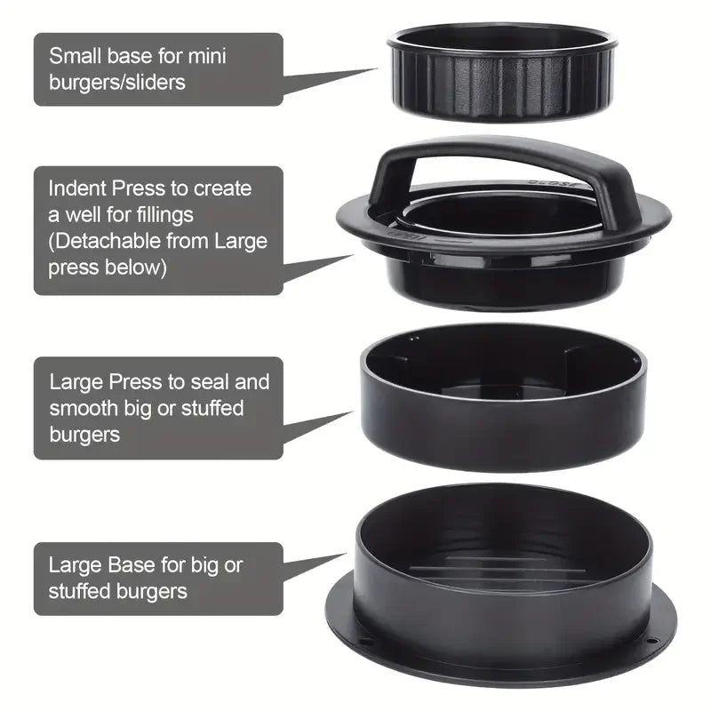 Burger Press Mold & Patty Press Maker -3 in 1 Stuffed Hamburger Patty