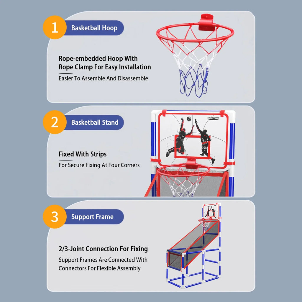 Basketball Game Set Kids Basketball Hoop for Indoor Outdoor with 4