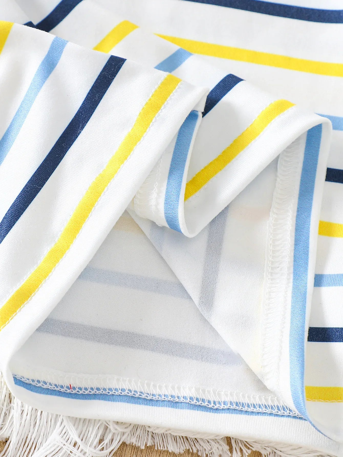 Baby Boy Striped Short-Sleeved T-Shirt + Bear Denim Overalls Shorts