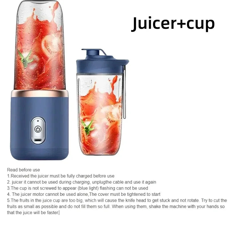 6 Color 400ml Portable USB Blender Electric Travel Juicer Cup for