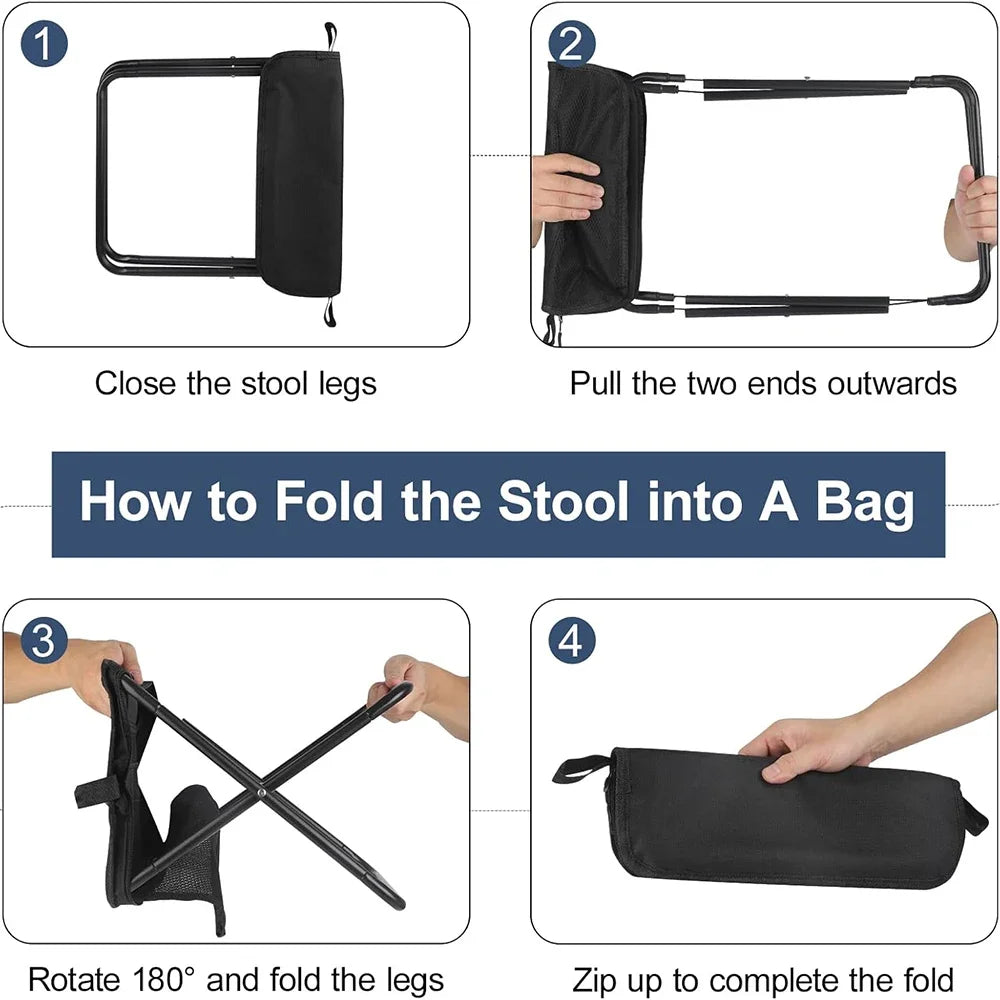 Camping Folding Stool with Storage Sack Portable Pocket Lightweight