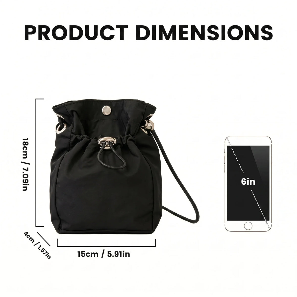 Unisex Lightweight Waterproof Nylon Drawstring Crossbody Bag Mini Dual Closure Adjustable Phone Shoulder Purse Travel Sling Bag