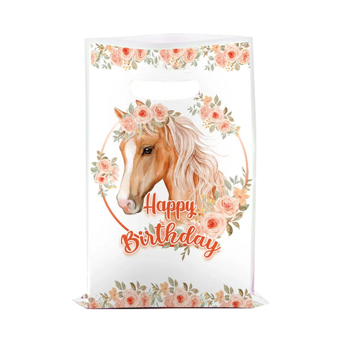 10/50pcs Cartoon Farm Horse Gift Bags Racing Horse Themed Dream