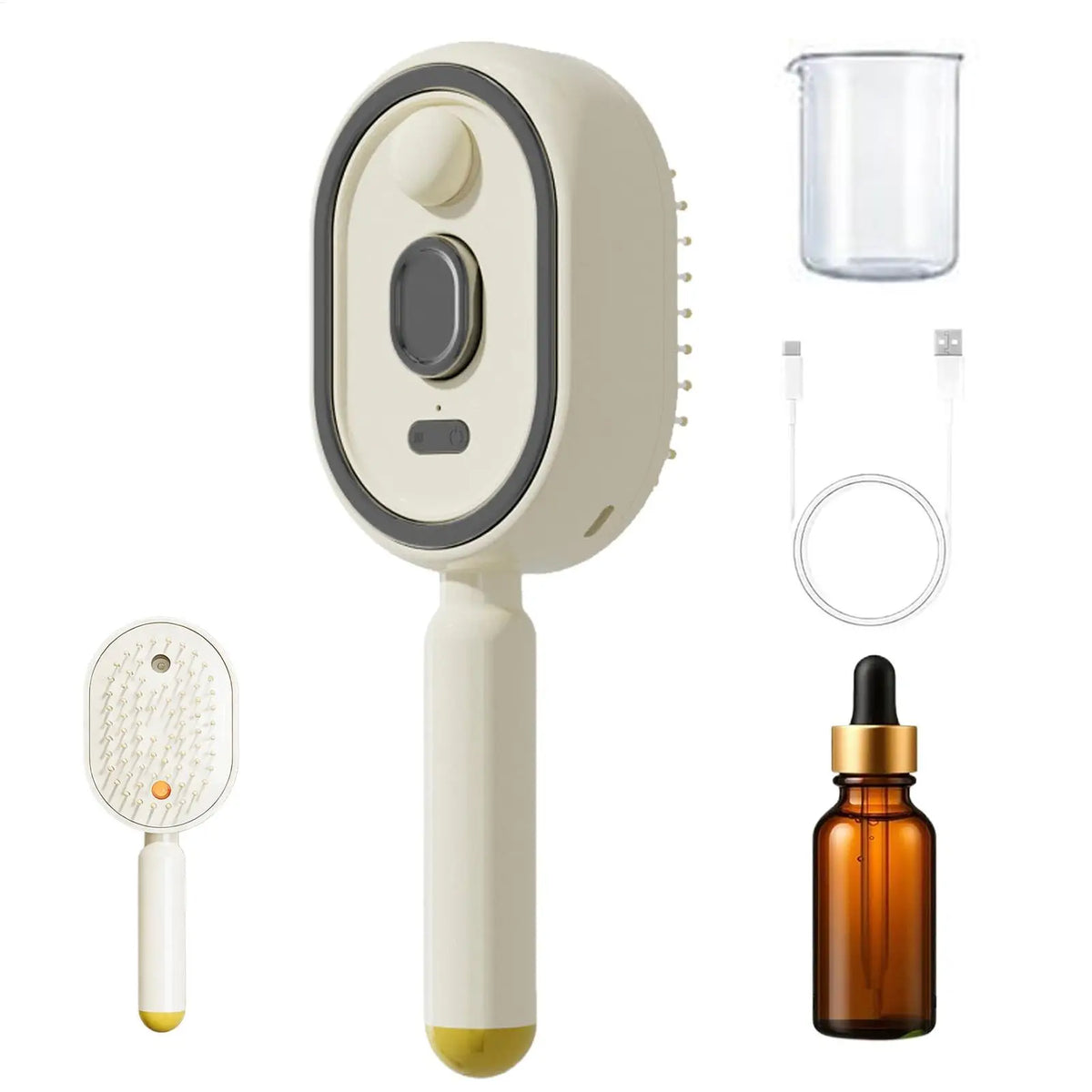 Steam Brush for Hair Rechargeable Detangling Comb with Oil Measuring Cup Steam Straightener Brush for Home Smoothing Curly Thick