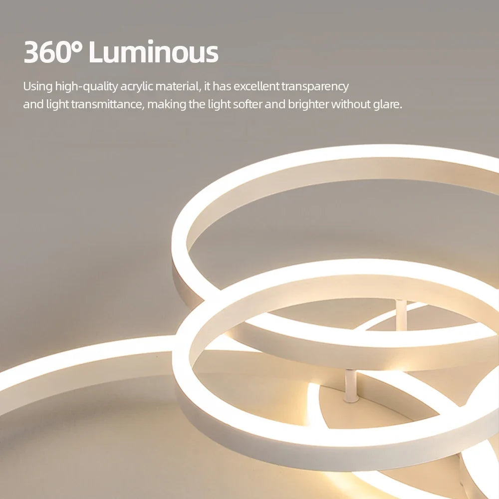 Modern Ceiling Chandelier Dimmable Ceiling Lamp LED Lights Indoor Lighting Fixtures for Home Living Study Room Bedroom Luminaire